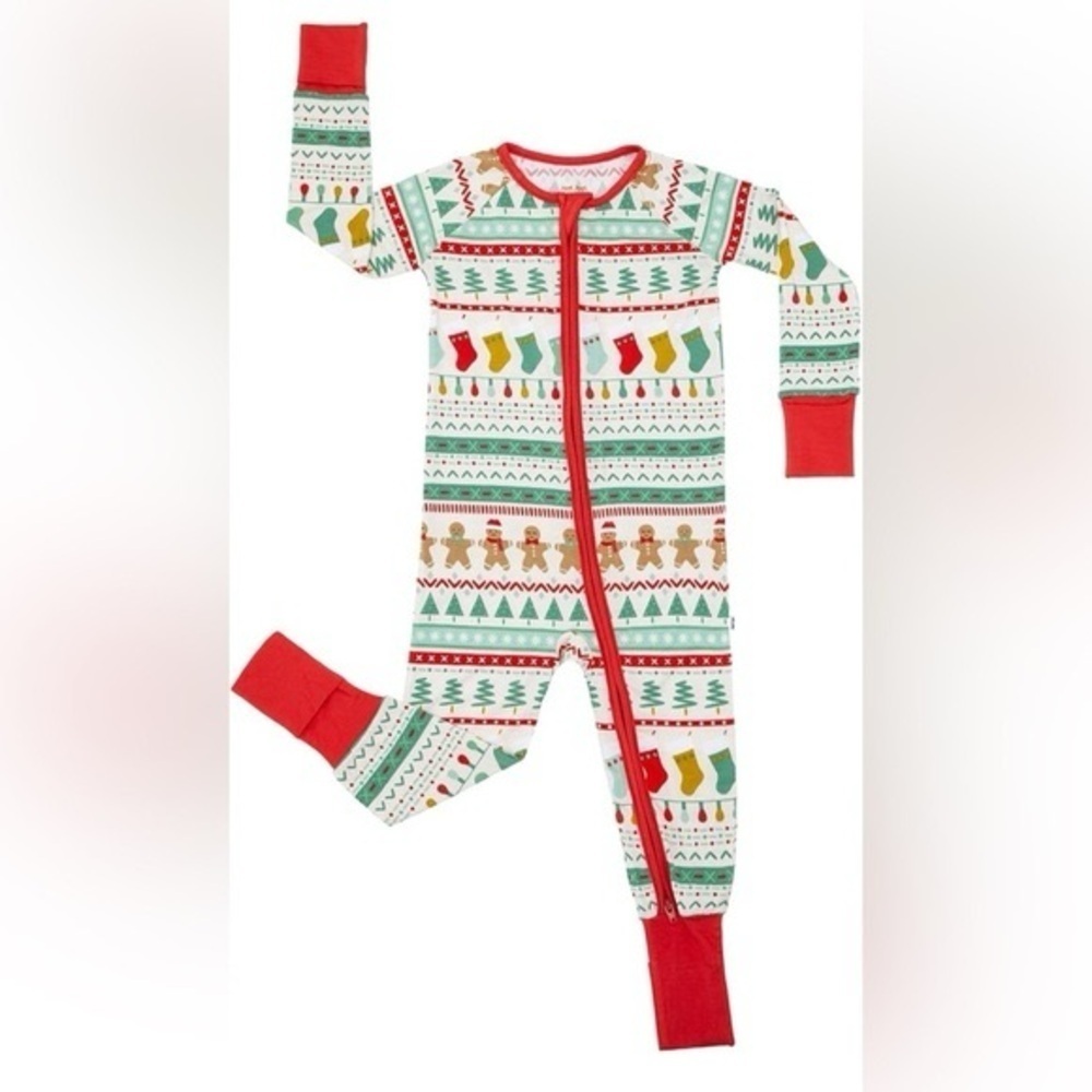 Little Sleepies zippy footies bamboo sleeper Christmas fair isle print 2022 baby